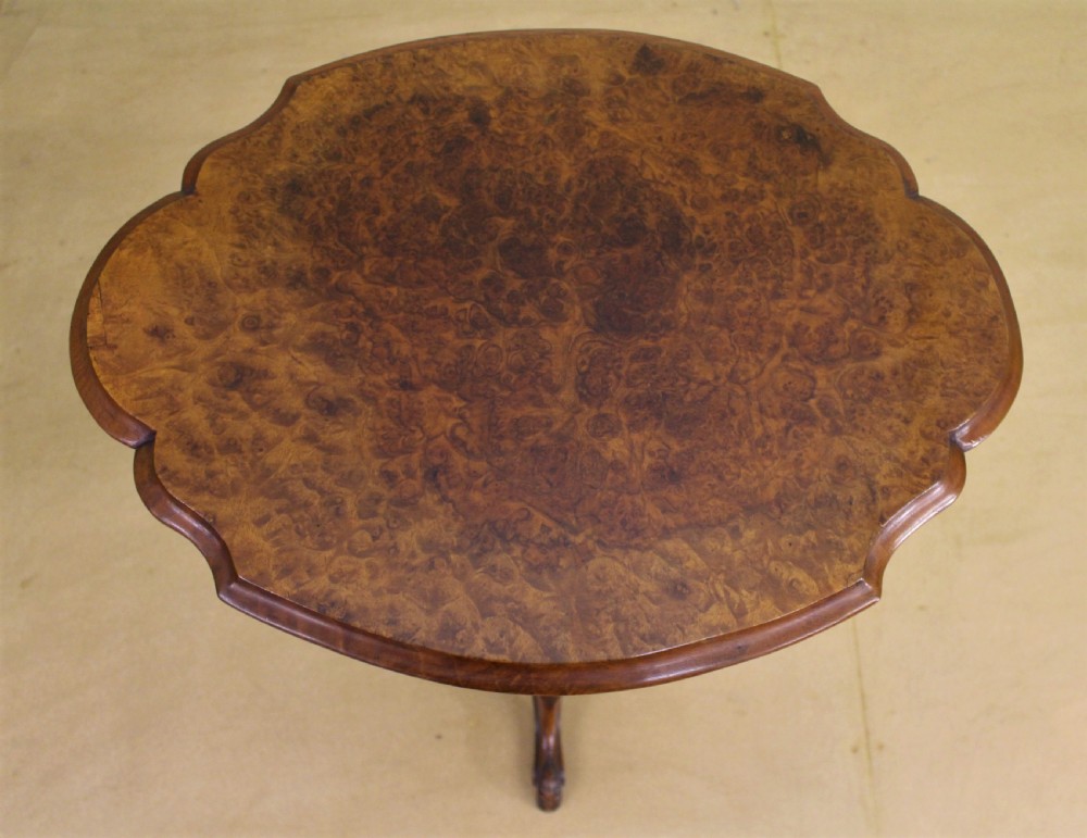 Victorian Burr Walnut Tripod Table View IV