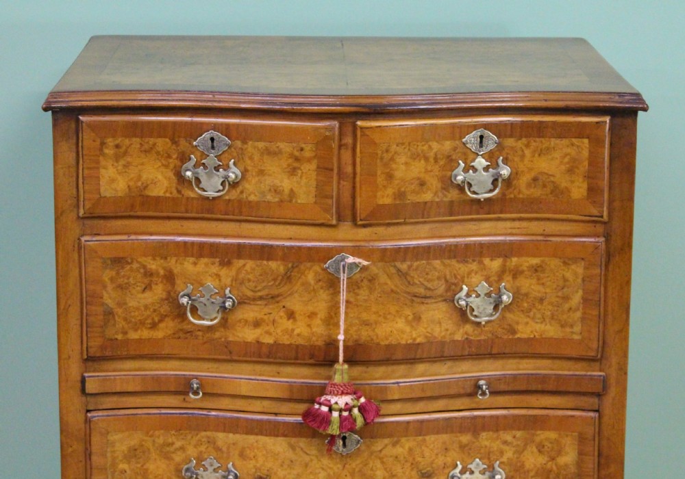 Burr Walnut Serpentine Chest of Drawers View VI
