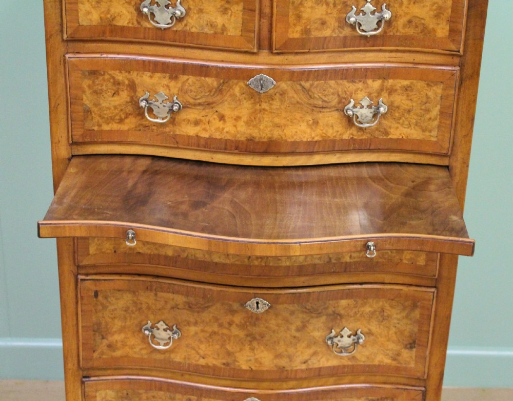 Burr Walnut Serpentine Chest of Drawers View XI