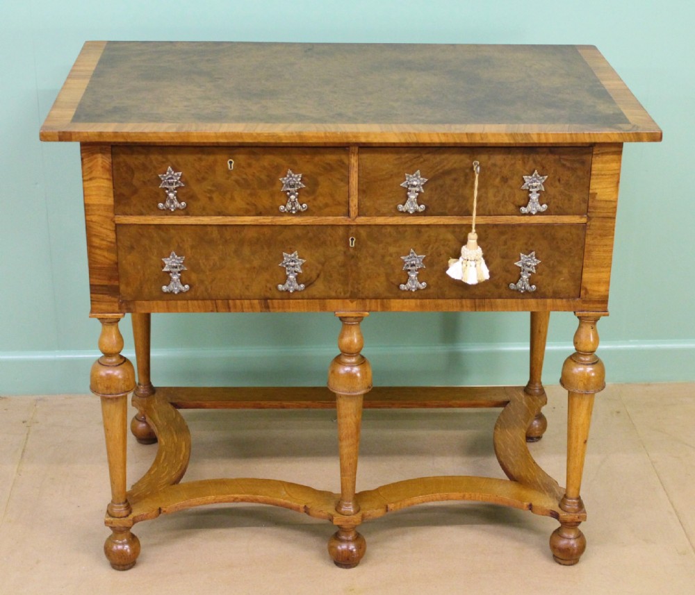 Burr Walnut and Oak Lowboy