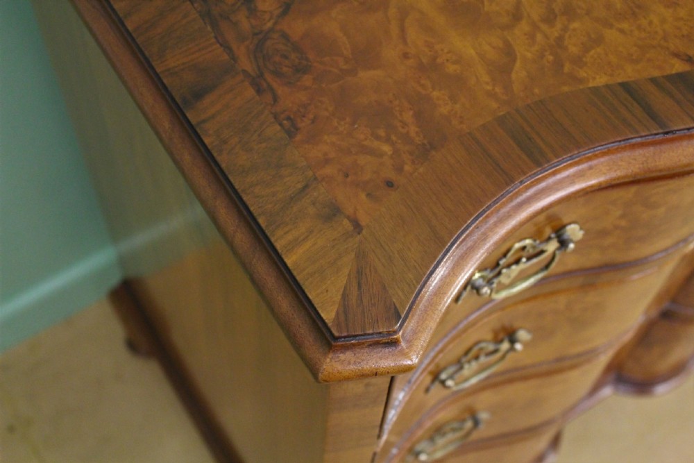Waring and Gillow Burr Walnut Serpentine Chest of Drawers View X