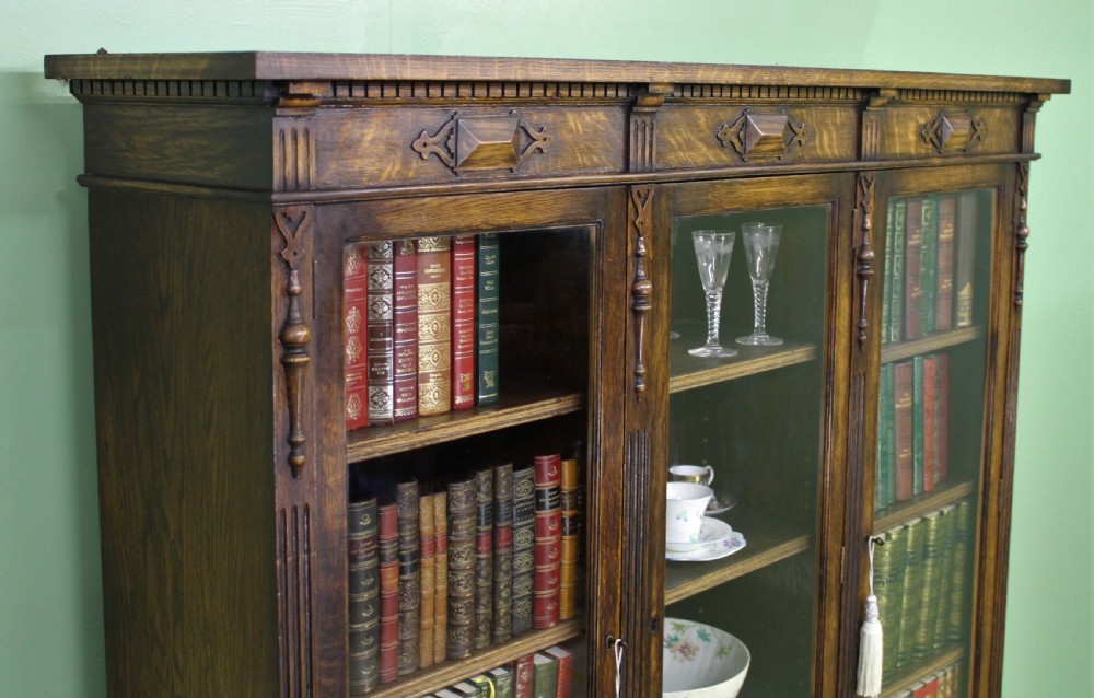 Glazed Oak Bookcase View XIV