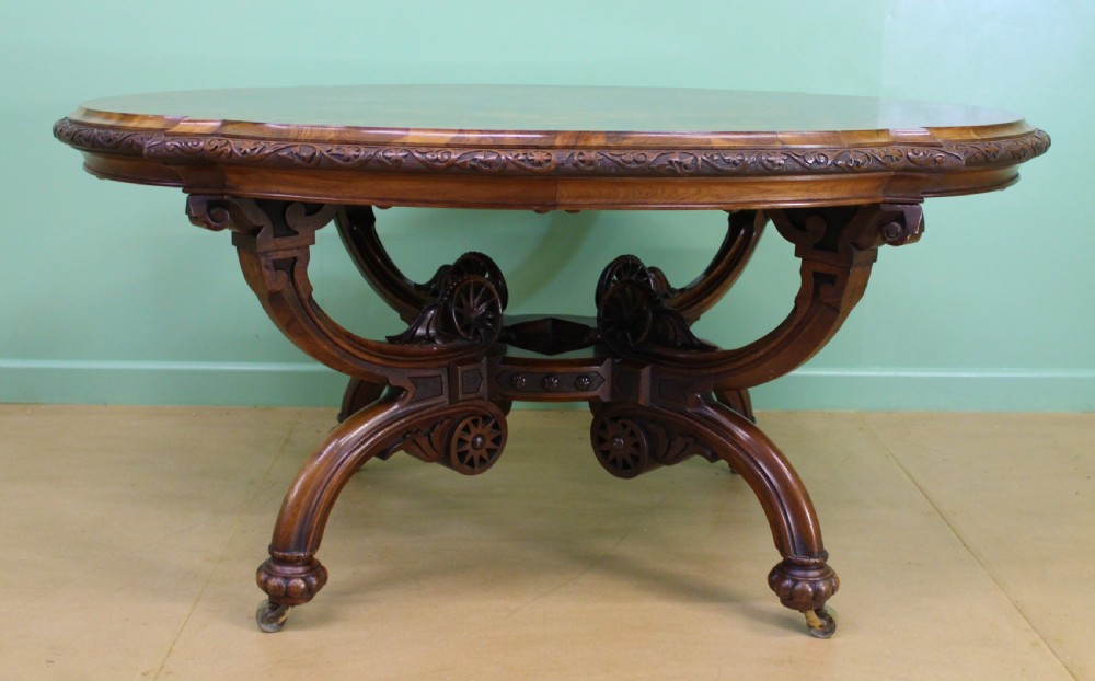 Victorian Burr Walnut Basket Based Centre Table View II