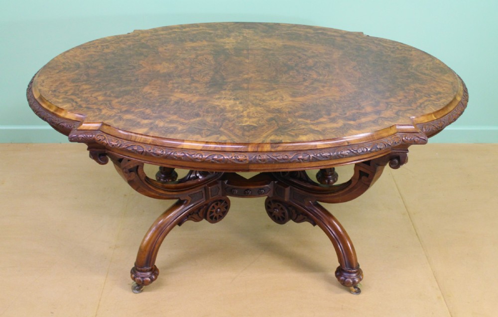 Victorian Burr Walnut Basket Based Centre Table View VI