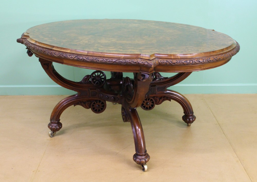 Victorian Burr Walnut Basket Based Centre Table View XVI