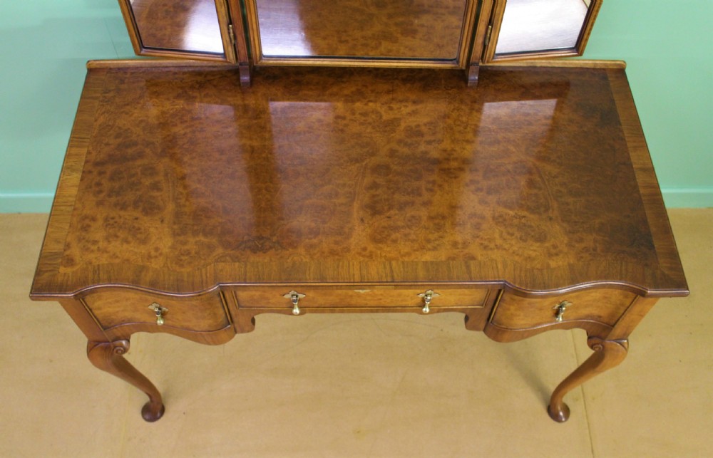 Queen Anne Style Burr Walnut Dressing Table View III