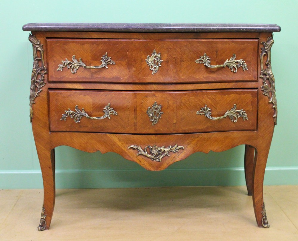 French Kingwood Marble Topped Bombe Commode View VI