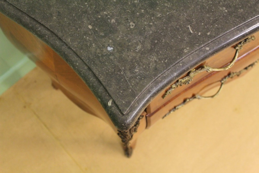 French Kingwood Marble Topped Bombe Commode View XI