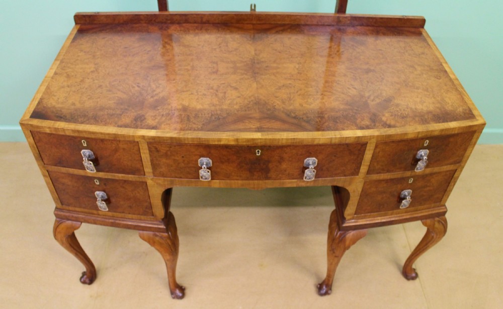 Burr Walnut Queen Anne Style Dressing Table View V