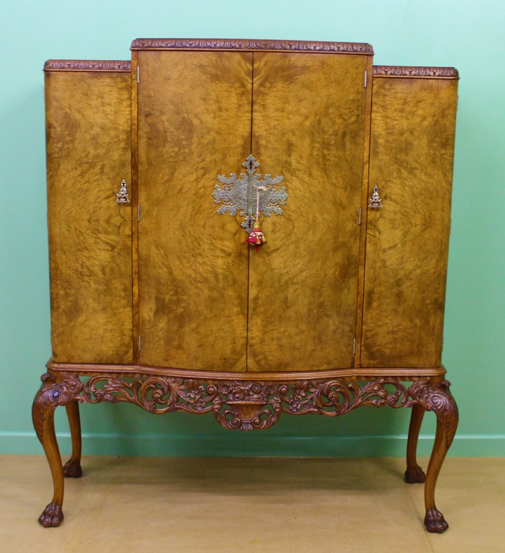 Large Burr Walnut Cocktail Cabinet
