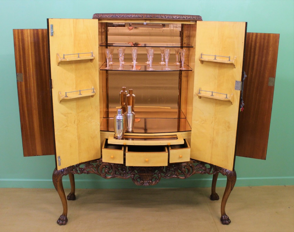 Large Burr Walnut Cocktail Cabinet View V