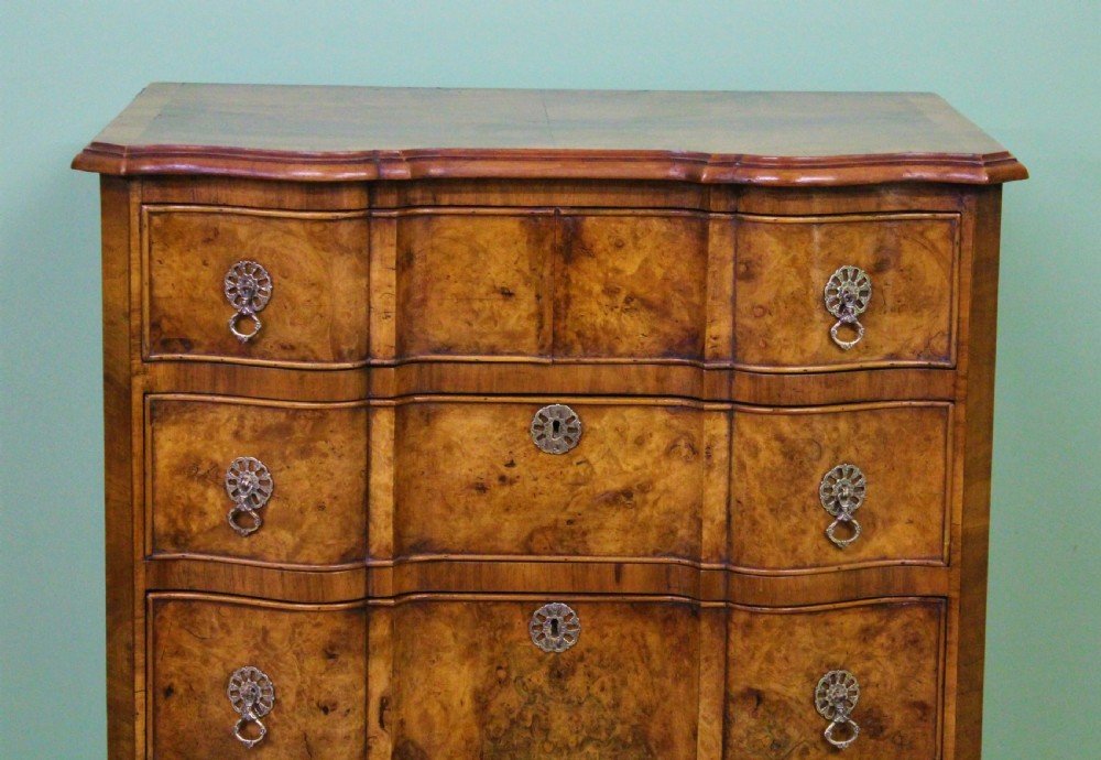 Tall Serpentine Burr Walnut Chest of Drawers View VI