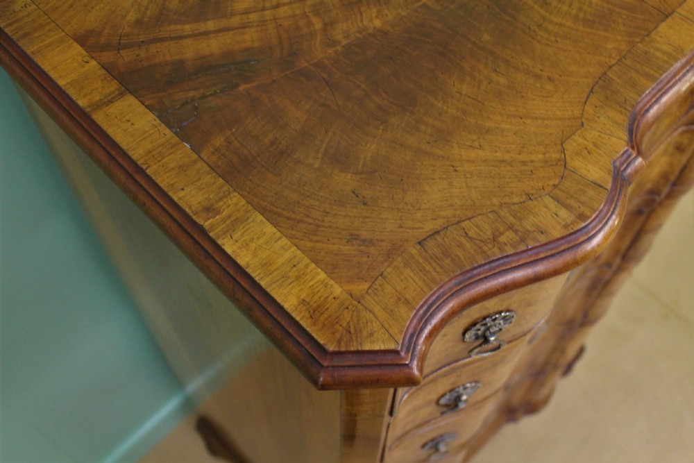 Tall Serpentine Burr Walnut Chest of Drawers View XI