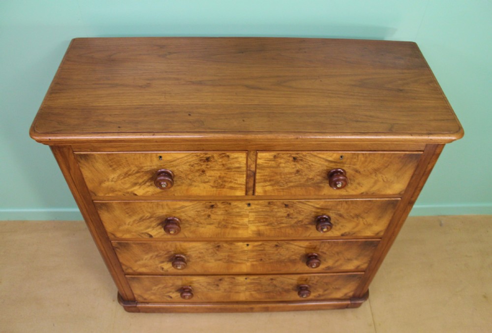 Victorian Figured Walnut Chest of Drawers View III