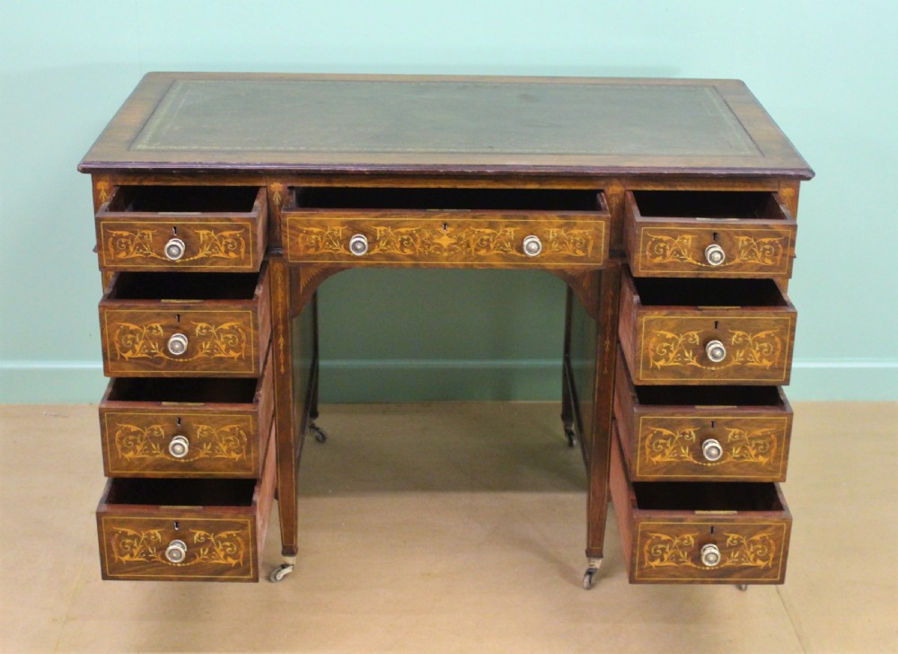 Edwardian Inlaid Rosewood Writing Desk View XIII