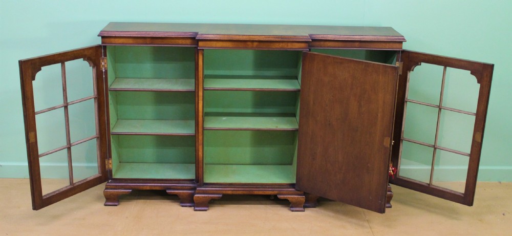 Burr Walnut Breakfront Bookcase View II