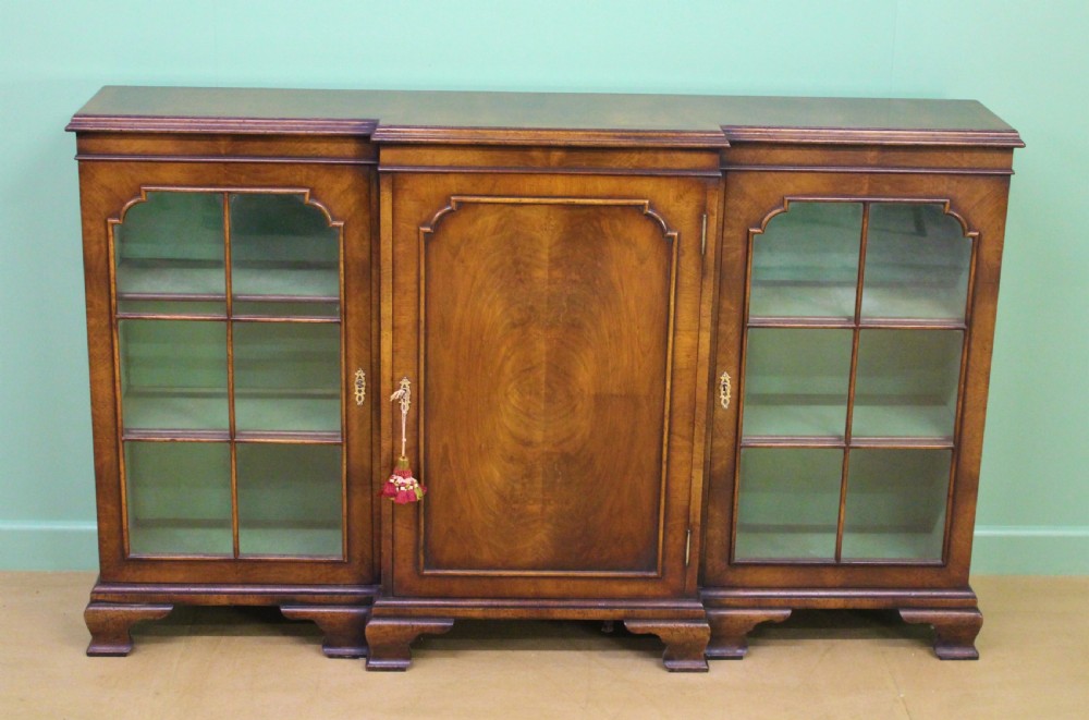 Burr Walnut Breakfront Bookcase View XIII