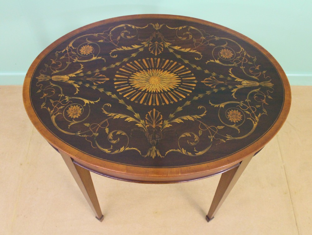 Inlaid Mahogany Oval Occasional Table View V