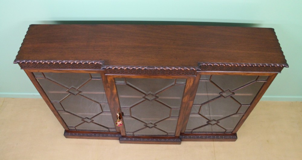 Victorian Break Fronted Glazed Mahogany Bookcase View IV