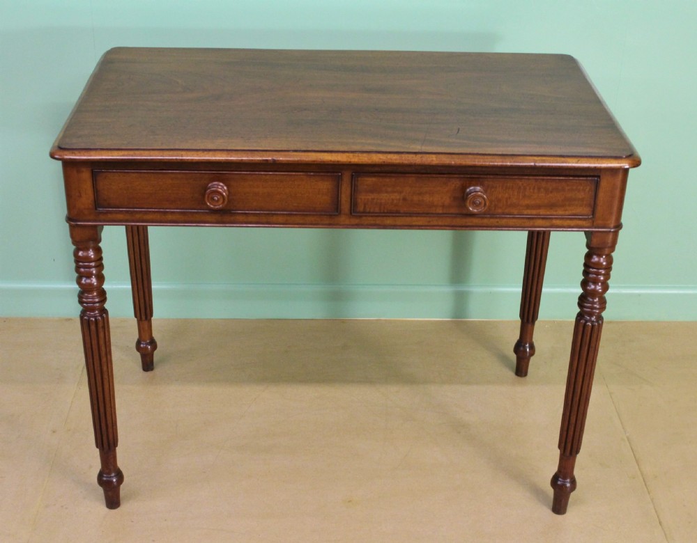 Early Victorian Mahogany 2 Drawer Table View VI