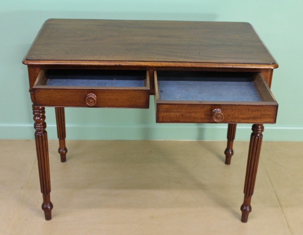 Early Victorian Mahogany 2 Drawer Table View XII