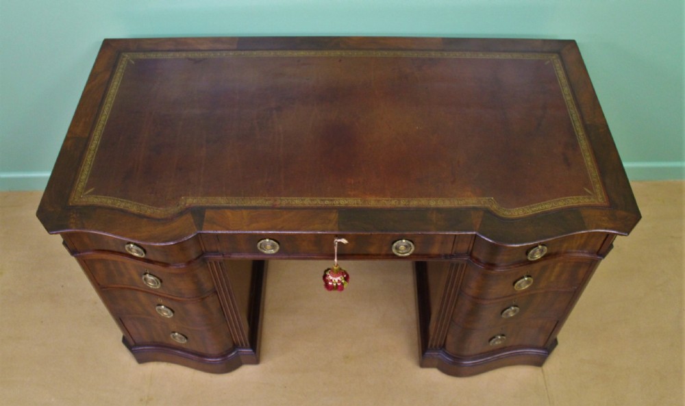 Serpentine Fronted Pedestal Desk by Waring and Gillow View II
