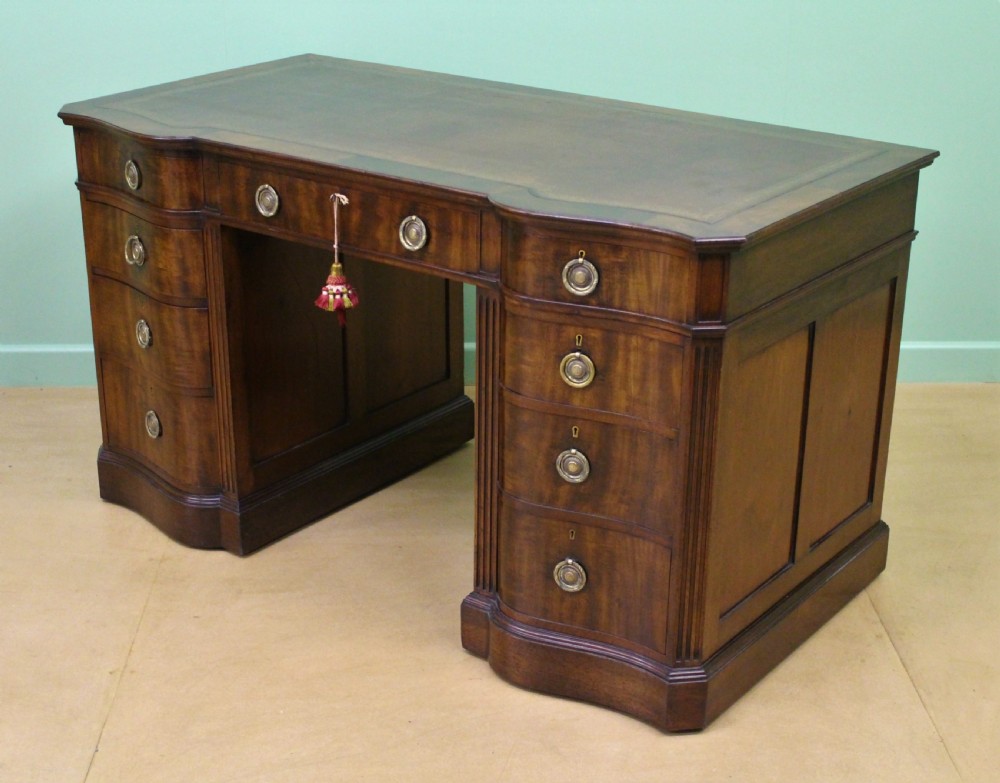 Serpentine Fronted Pedestal Desk by Waring and Gillow View IV