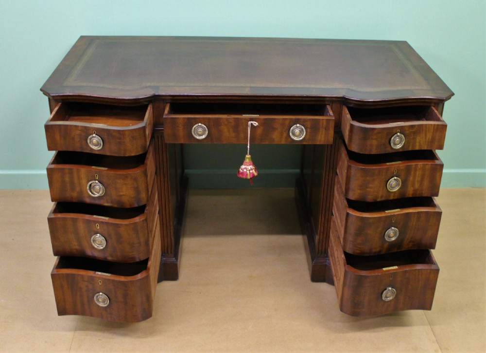 Serpentine Fronted Pedestal Desk by Waring and Gillow View XIII