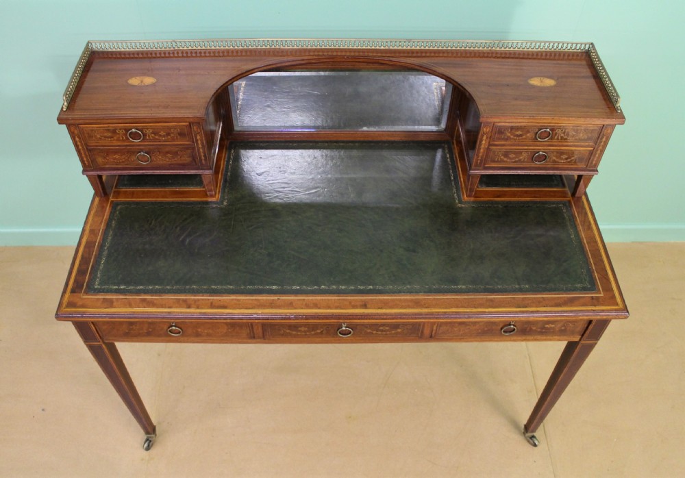Late Victorian Inlaid Mahogany Writing Desk View II