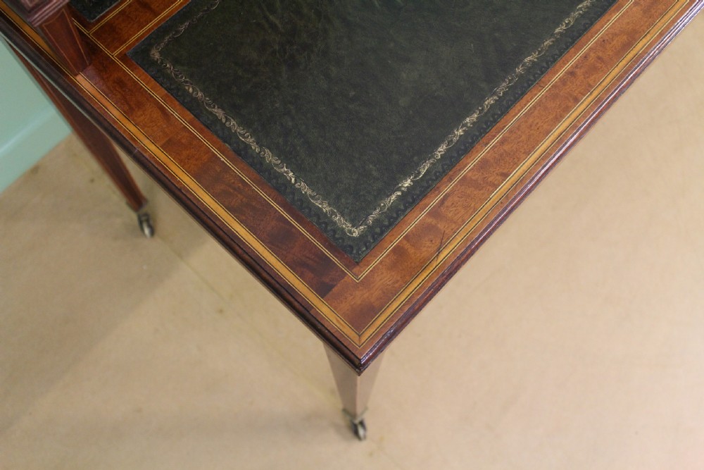 Late Victorian Inlaid Mahogany Writing Desk View XIV