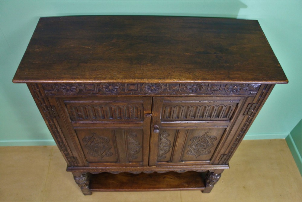 19th Century Carved Oak Cupboard View V