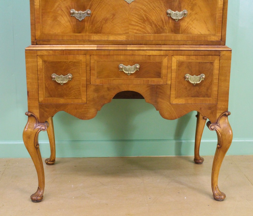 Burr Walnut Chest on Stand or Tallboy View VII