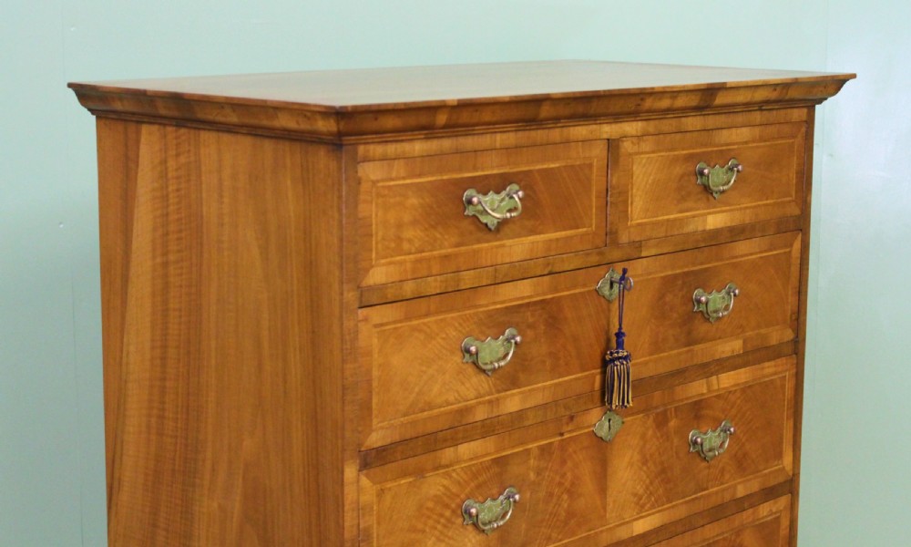 Burr Walnut Chest on Stand or Tallboy View X
