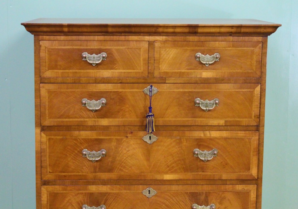 Burr Walnut Chest on Stand or Tallboy View XVII