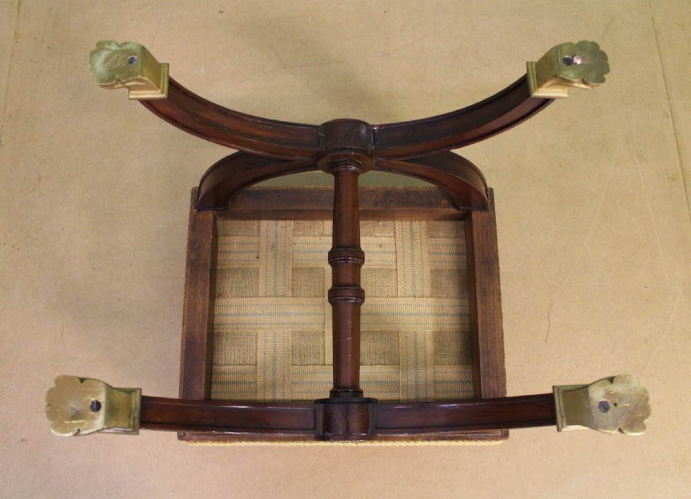French Empire X Frame Mahogany Stool View VI