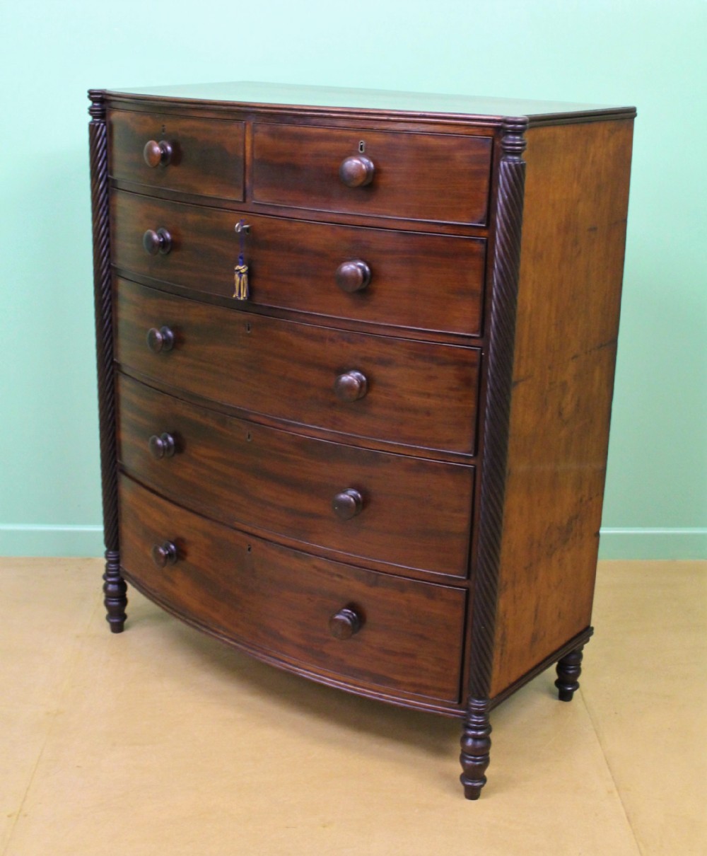 Large George IV Mahogany Bow Chest of Drawers
