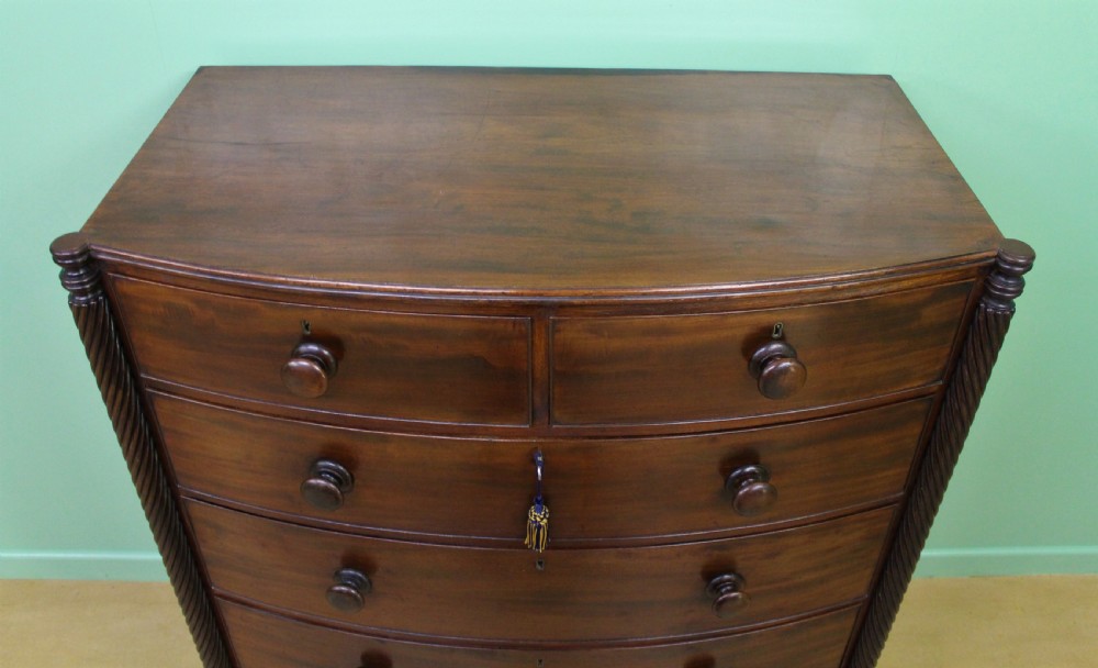 Large George IV Mahogany Bow Chest of Drawers View IV