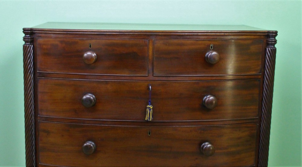 Large George IV Mahogany Bow Chest of Drawers View VII