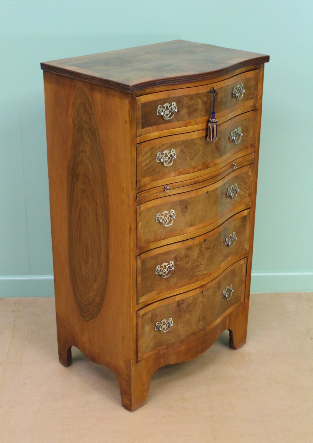 Burr Walnut Serpentine Chest of Drawers
