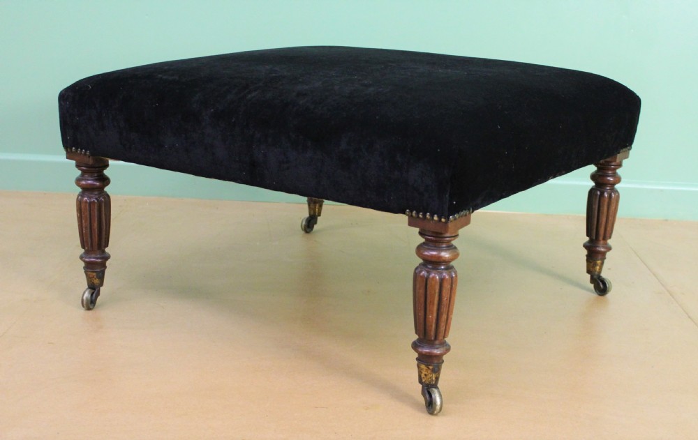 Large Victorian Upholstered Mahogany Stool