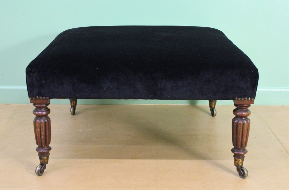 Large Victorian Upholstered Mahogany Stool View II