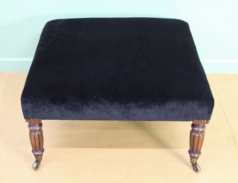 Large Victorian Upholstered Mahogany Stool View III