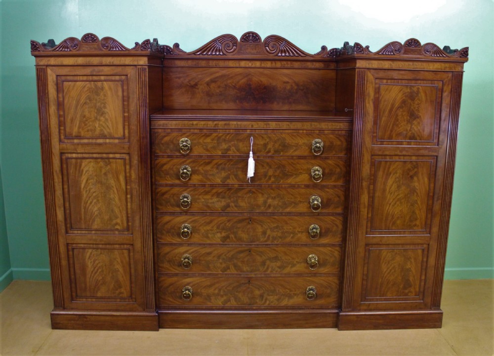 Regency Period Flame Mahogany Combination Wardrobe