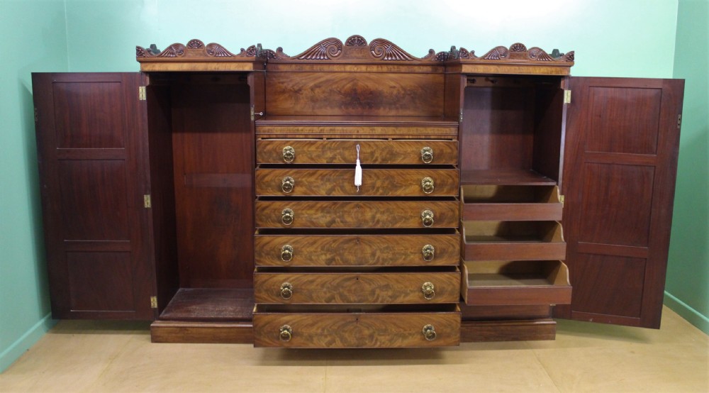 Regency Period Flame Mahogany Combination Wardrobe View V
