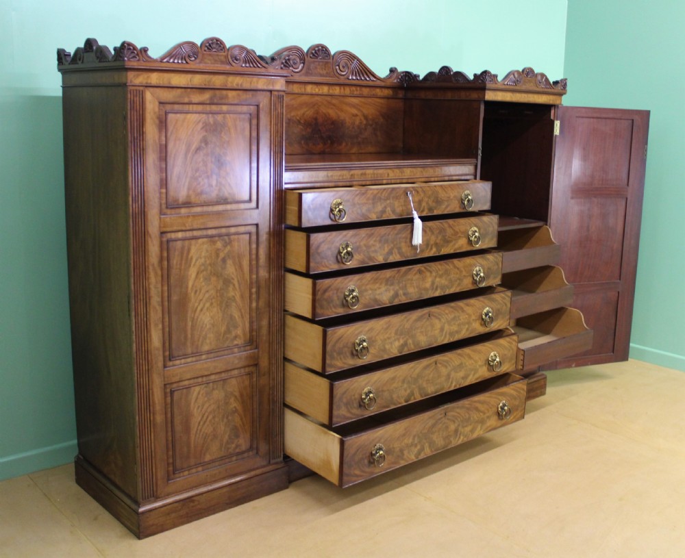 Regency Period Flame Mahogany Combination Wardrobe View XVII
