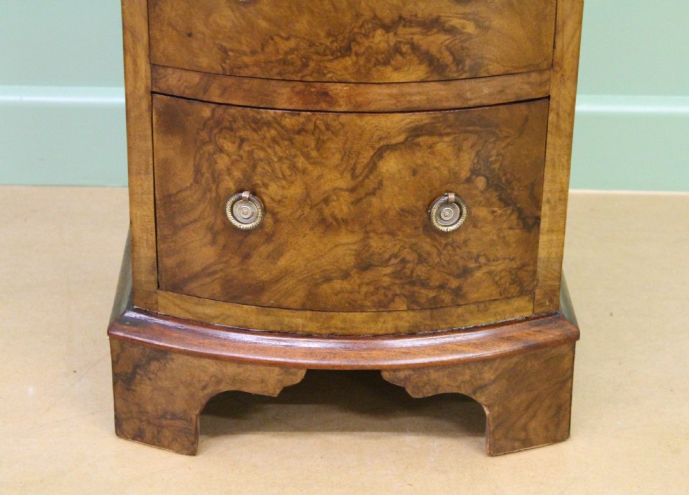Pair of Victorian Burr Walnut Bow Fronted Bedside Chests  View VIII