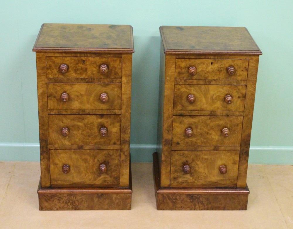 Pair of Victorian Burr Walnut Bedside Chests View II