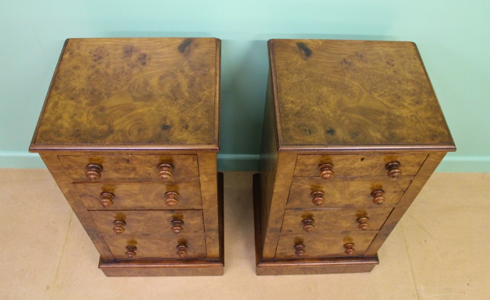 Pair of Victorian Burr Walnut Bedside Chests View III