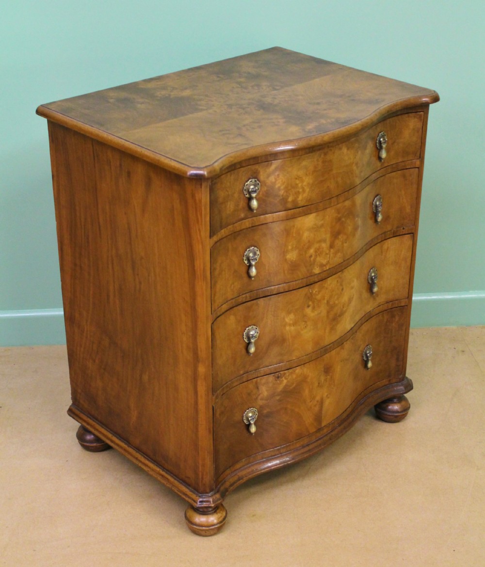 Serpentine Burr Walnut Chest of Drawers
