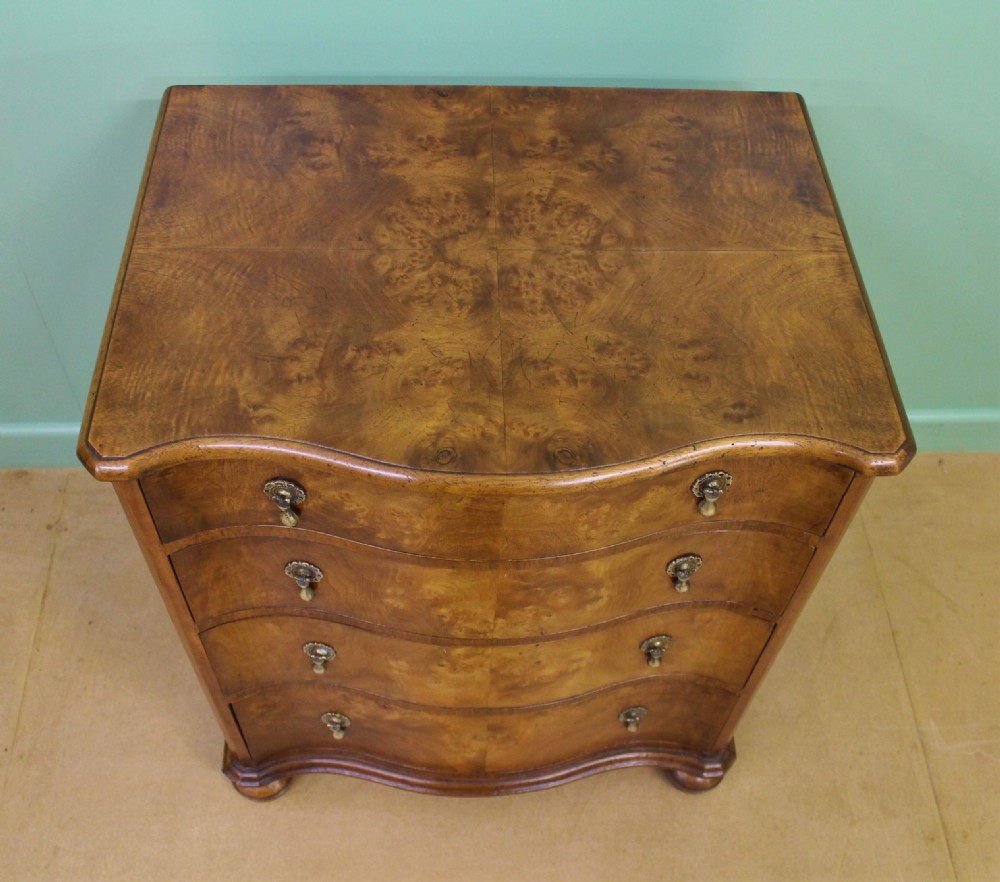 Serpentine Burr Walnut Chest of Drawers View III